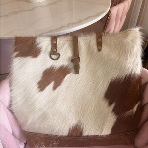 Myra Bag Tan and Cream Cowhide Tote